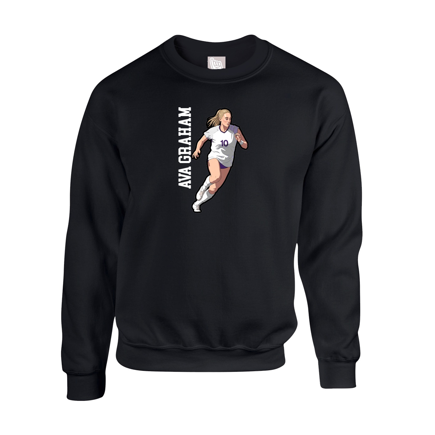 Fleece Crew — Name Vertical in Black