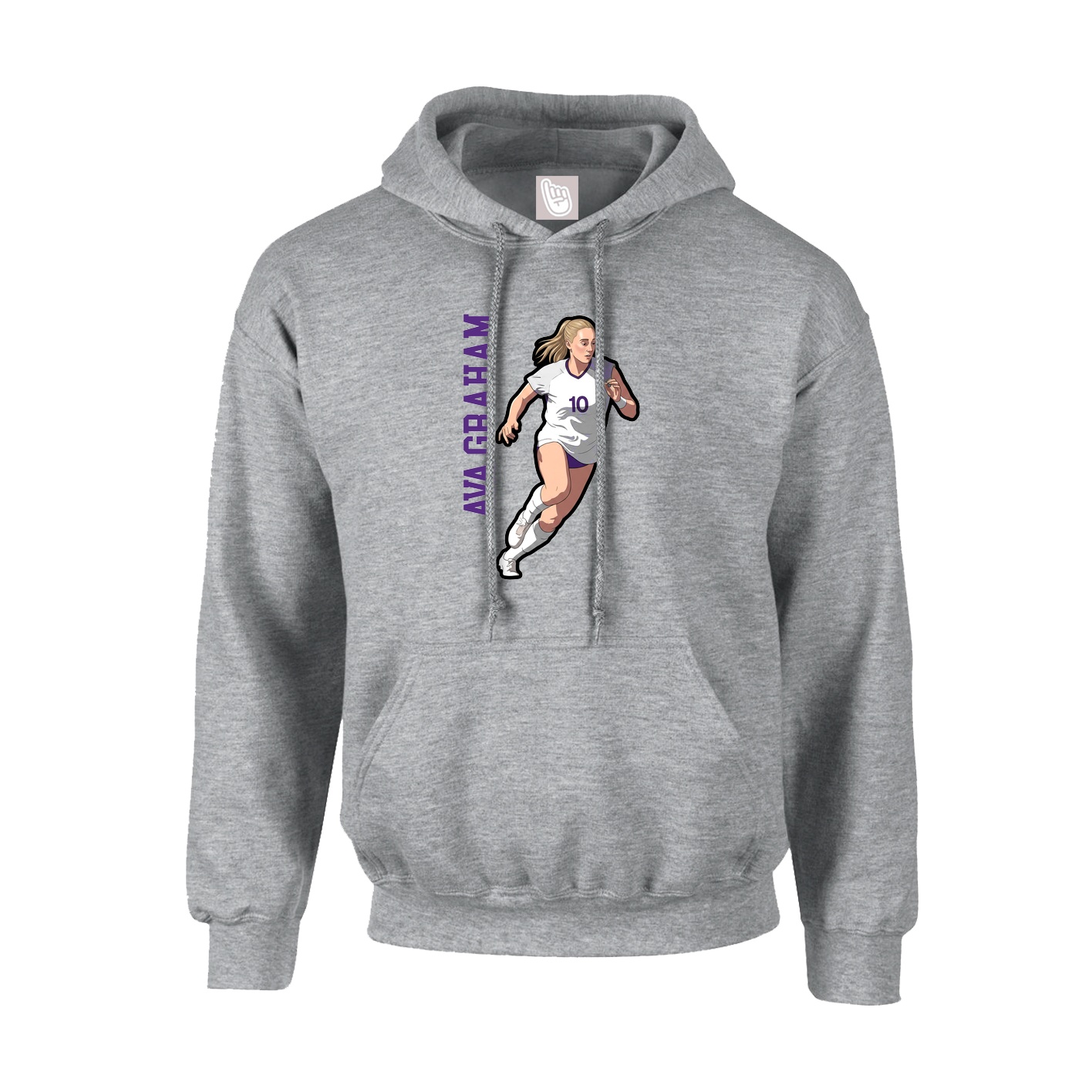 Youth Hoodie — Name Vertical in Grey