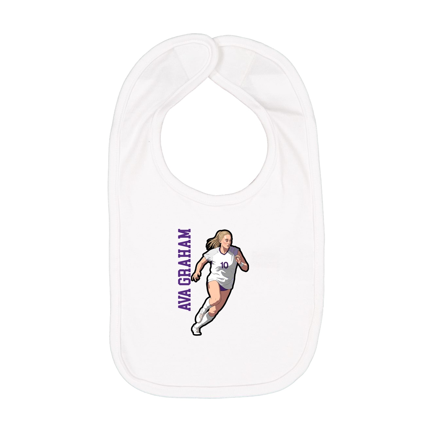 Infant Bib — Name Vertical in White
