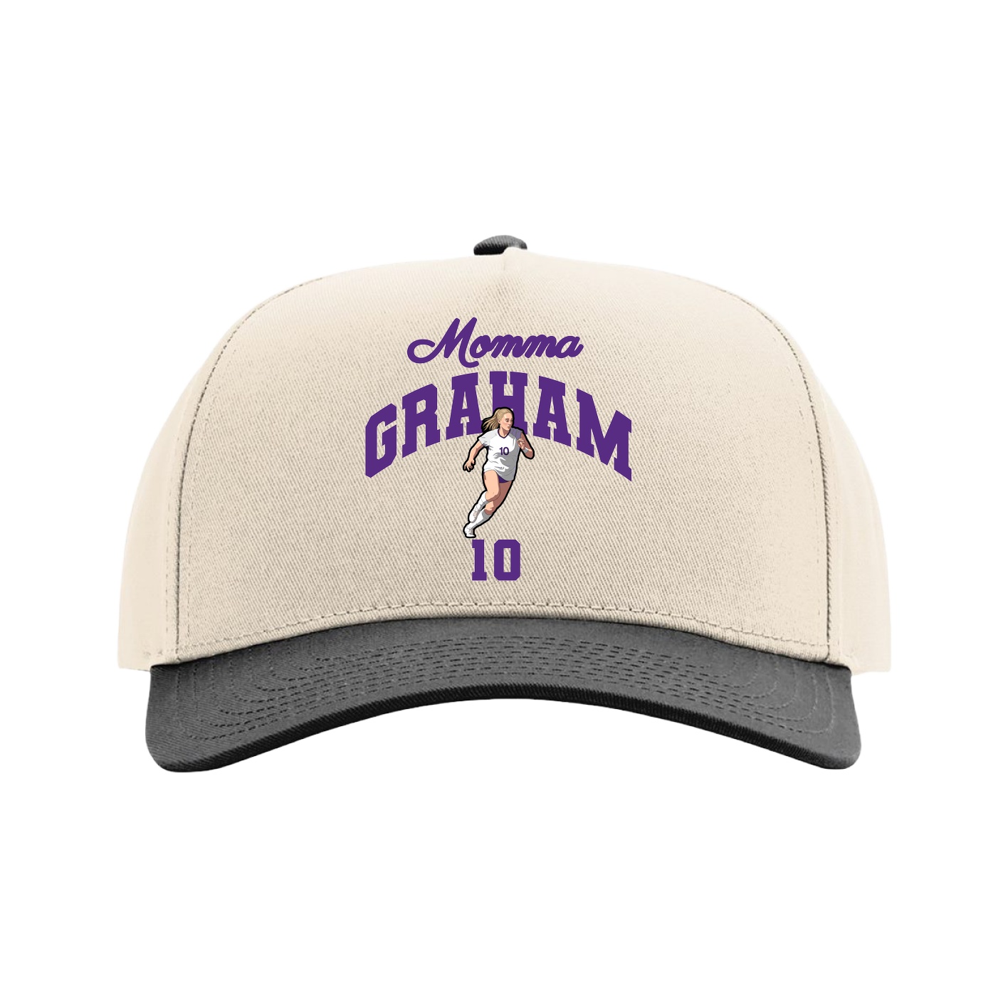 Full Fabric Five-Panel Champ Cap — Mothers Day Arch in Cream/Black