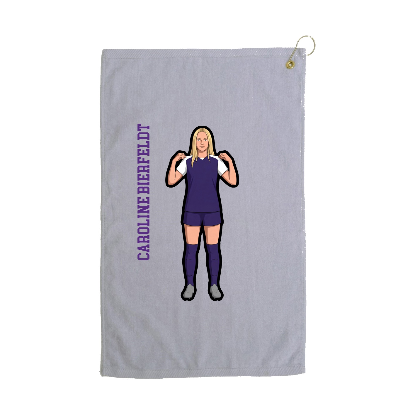 Golf Towel — Name Vertical in Grey