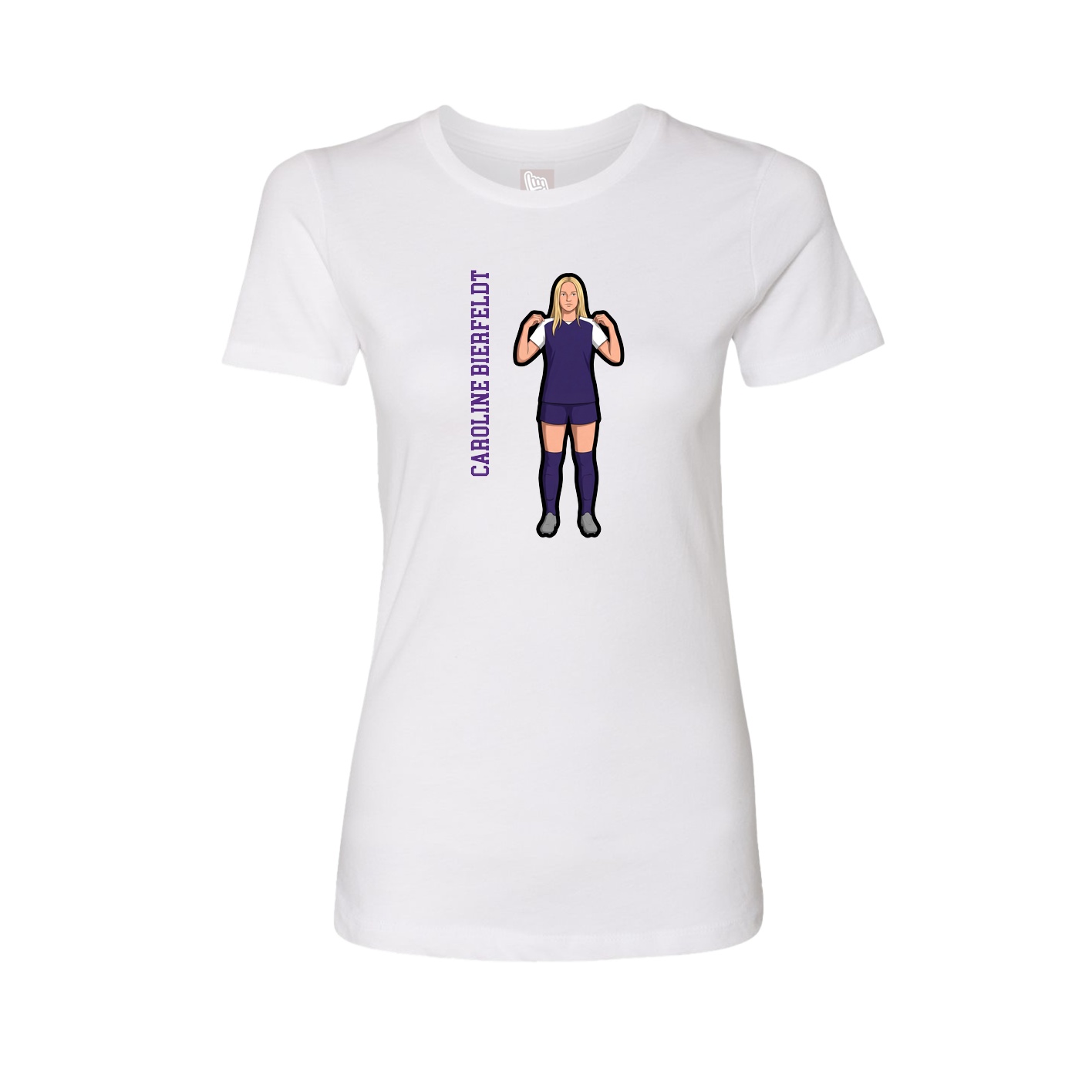 Fitted Women's Tee — Name Vertical in White