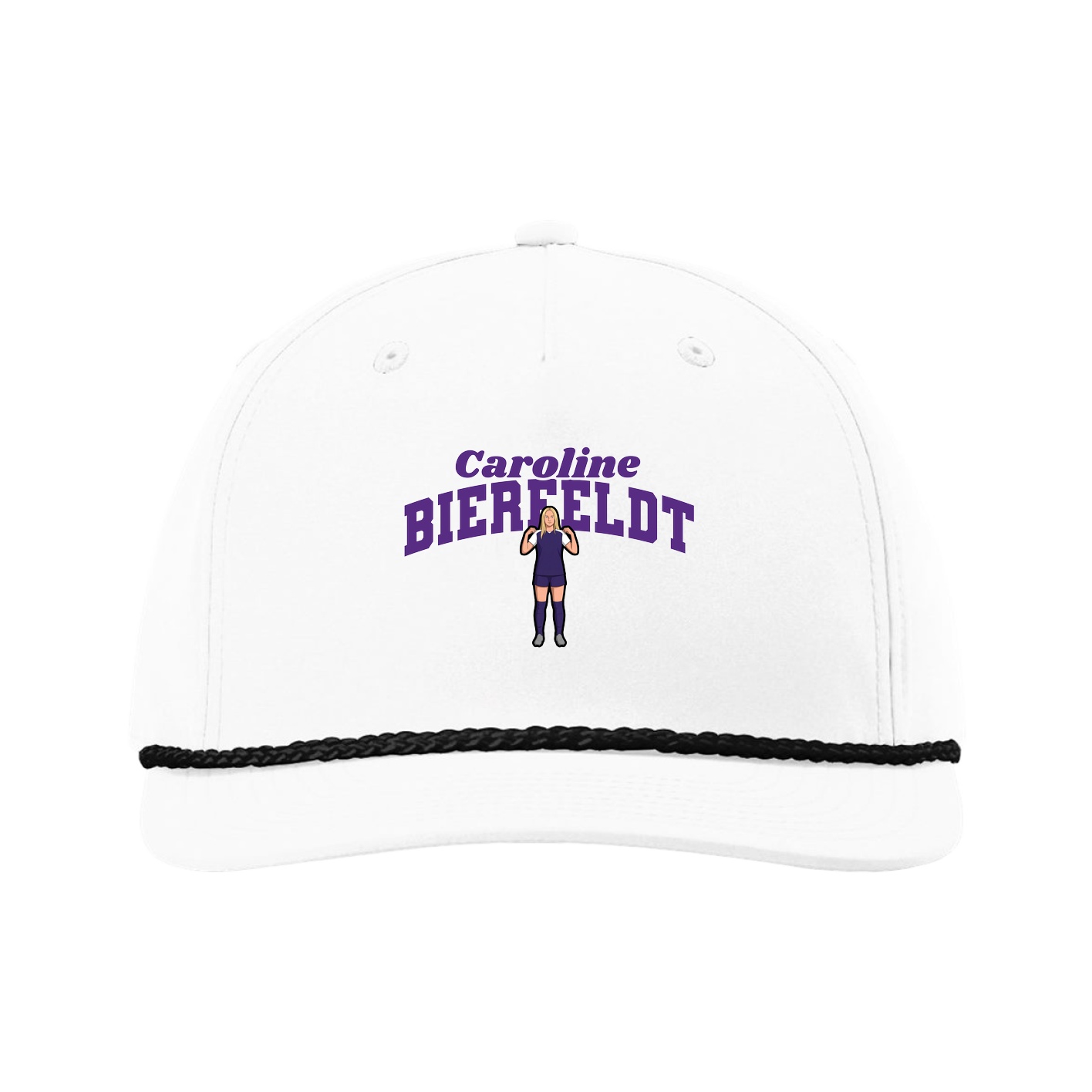 Five-Panel Classic Rope Cap — Signature Arch in White