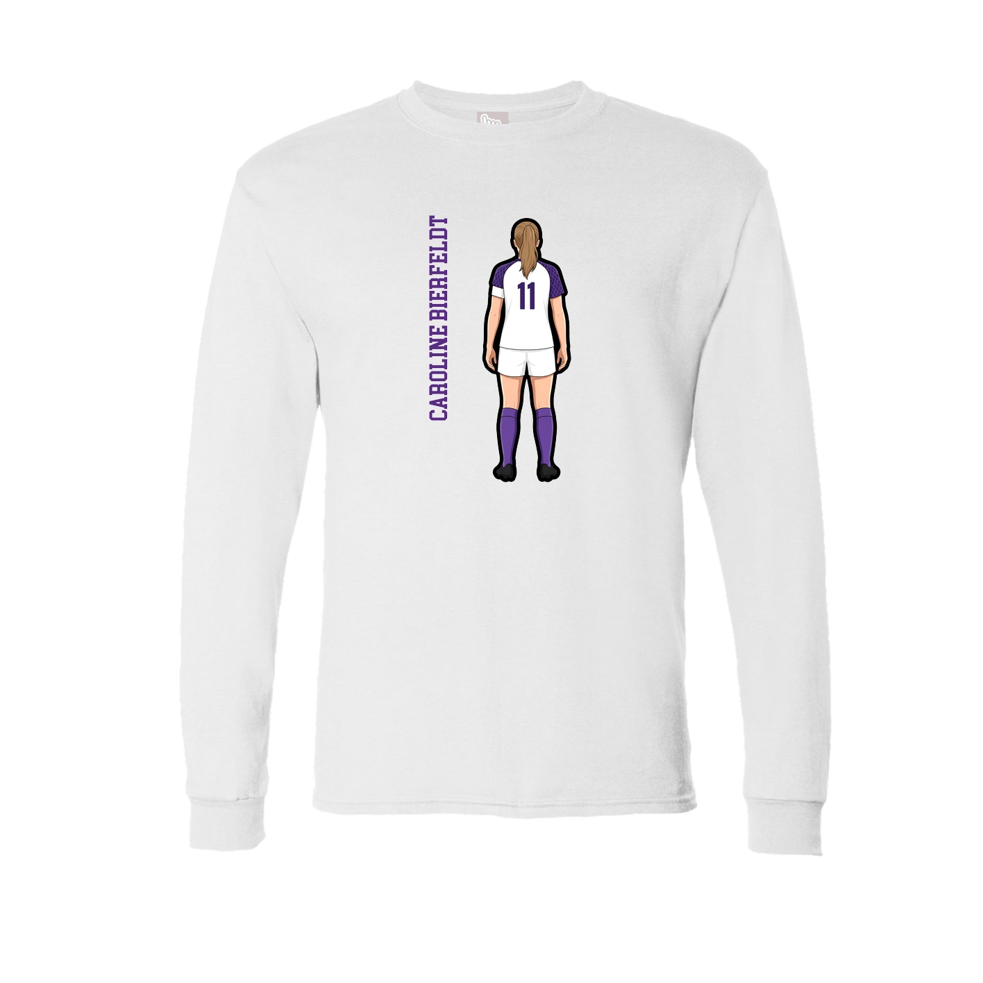 Long Sleeve Tee — Name Vertical in White