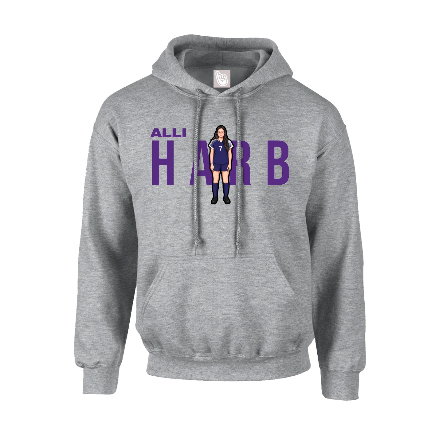 Youth Hoodie — Player Name in Grey