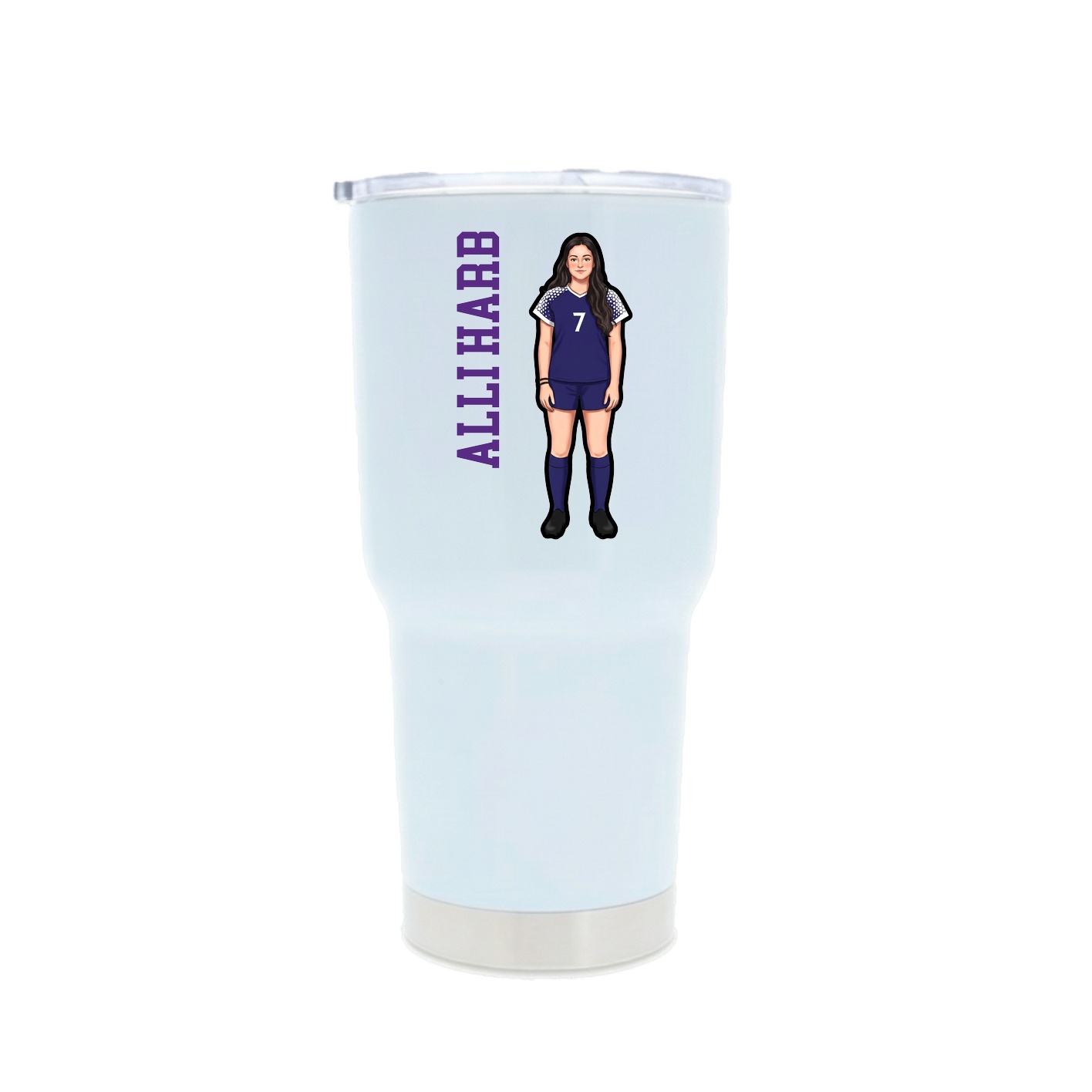 30oz Stainless Steel Tumbler — Name Vertical in White