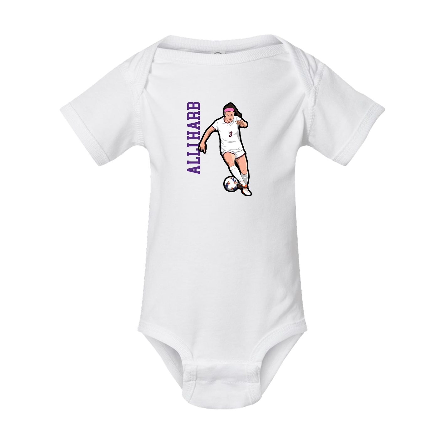 Baby Onesie — Name Vertical in White