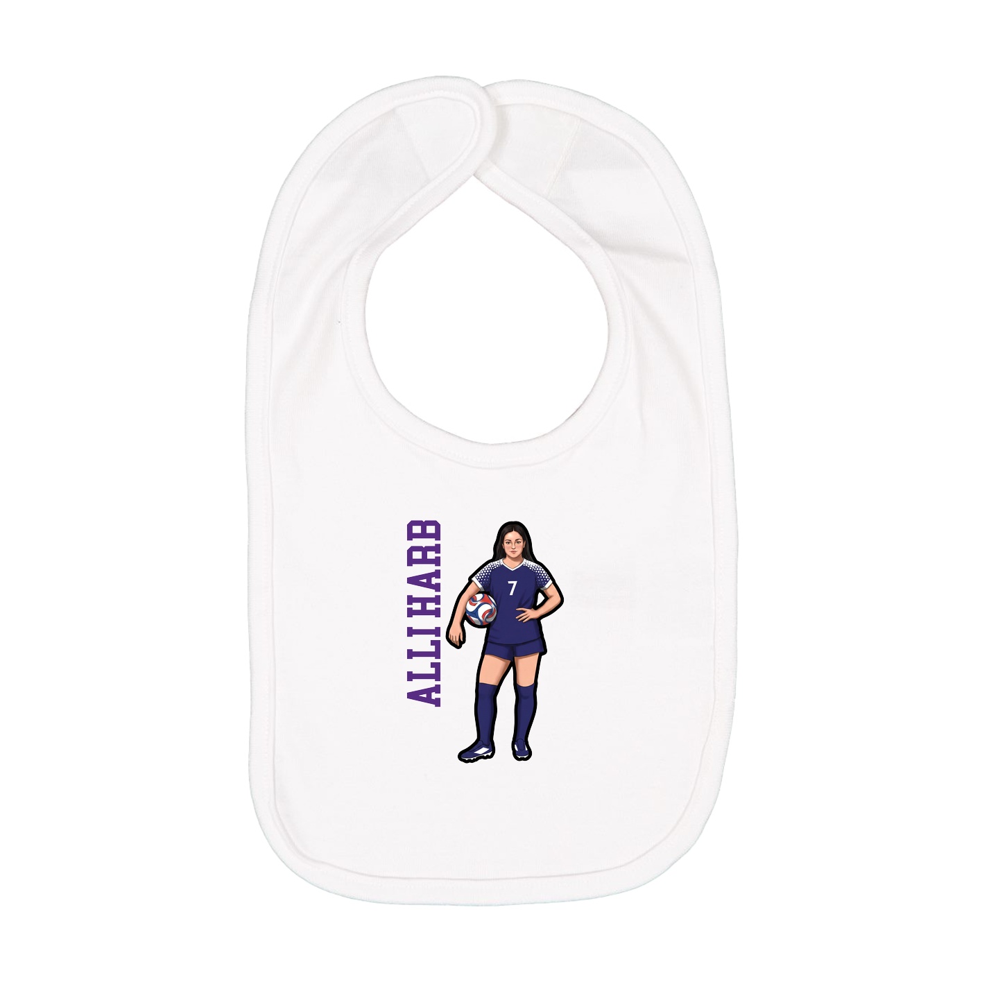 Infant Bib — Name Vertical in White