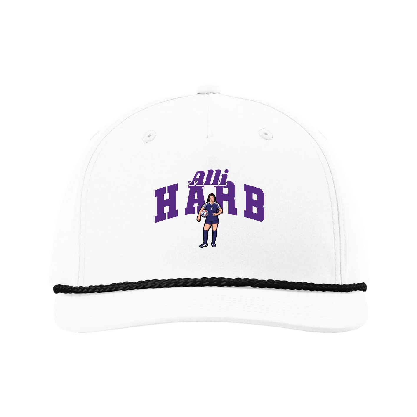 Five-Panel Classic Rope Cap — Signature Arch in White