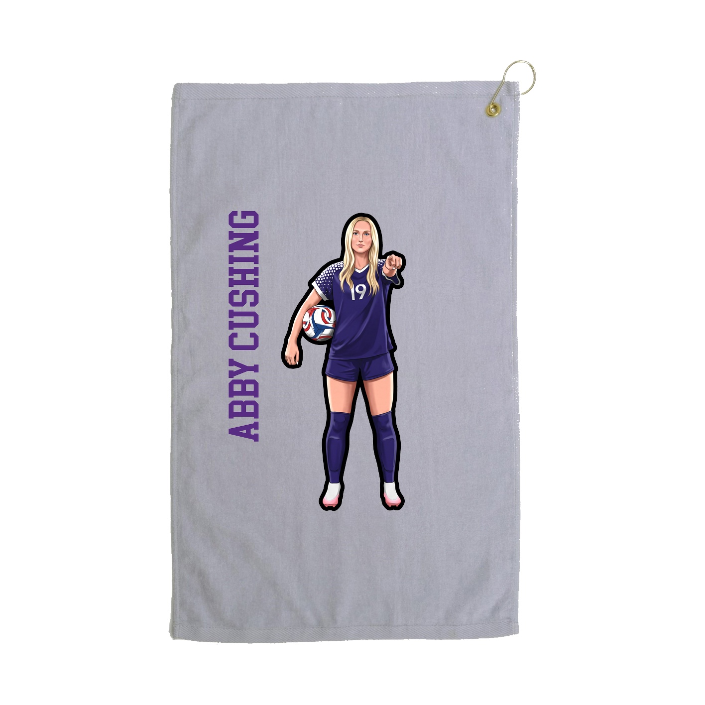 Golf Towel — Name Vertical in Grey