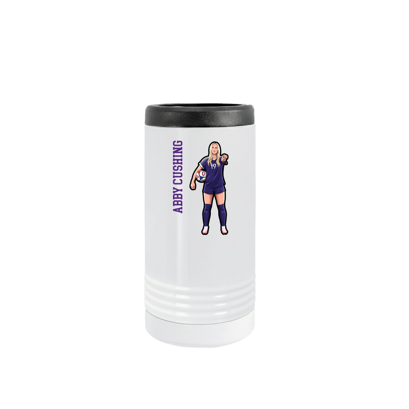 Slim Beverage Holder — Name Vertical in White