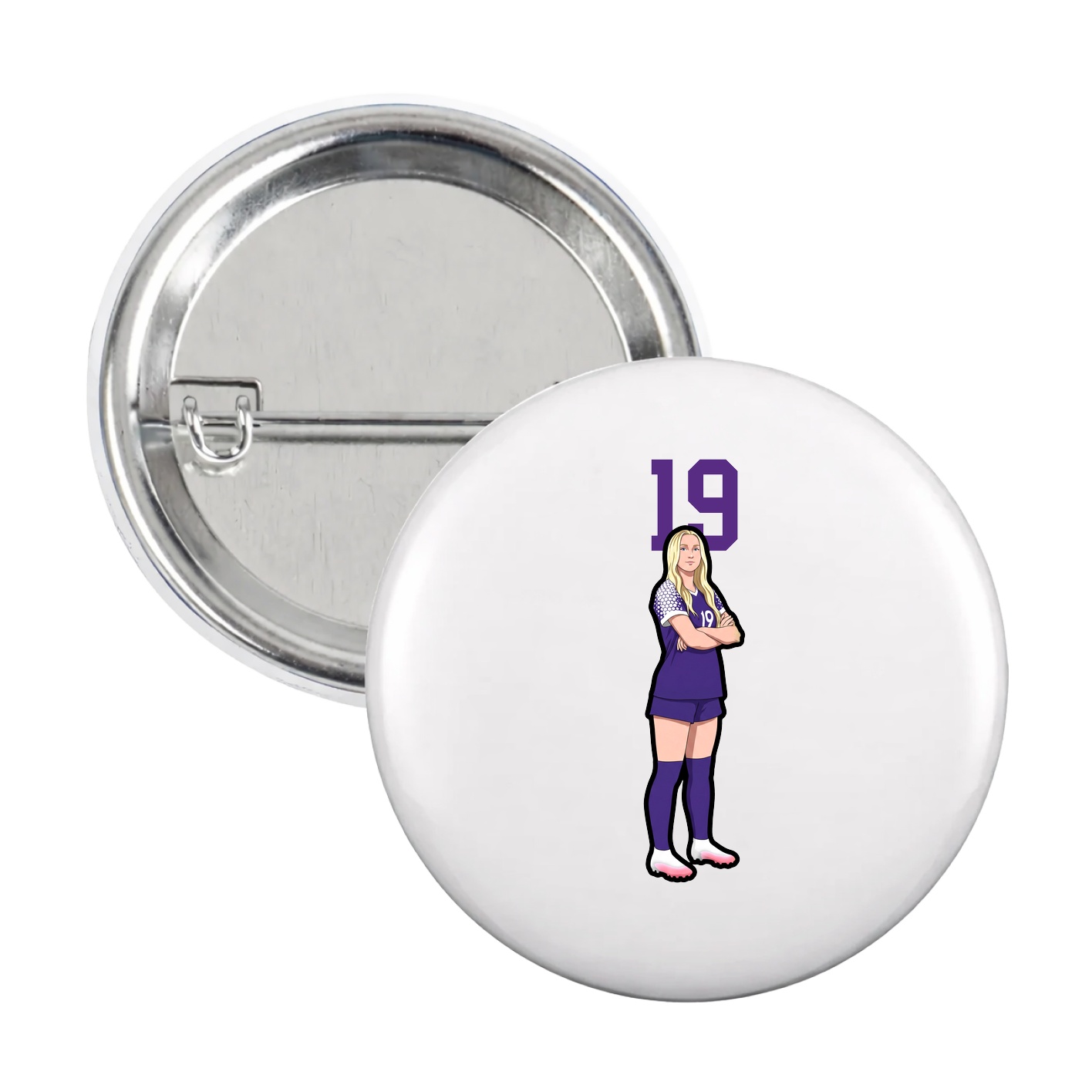 Game Day Button — Number Top in White