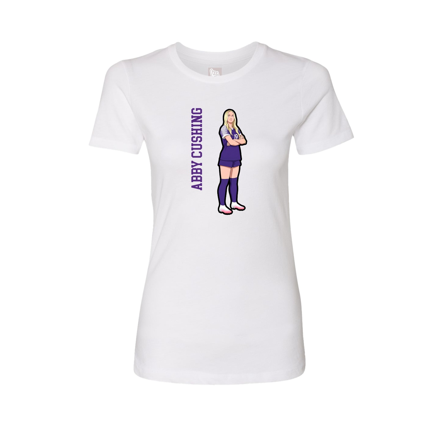Fitted Women's Tee — Name Vertical in White