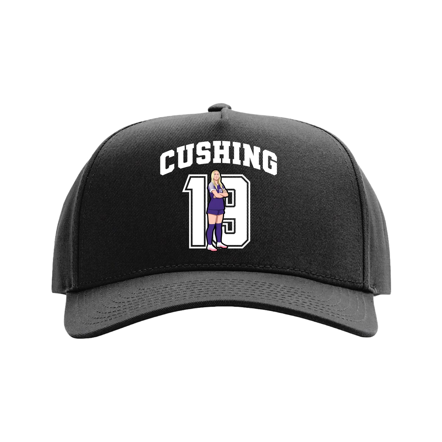 Full Fabric Five-Panel Champ Cap — Number in Black
