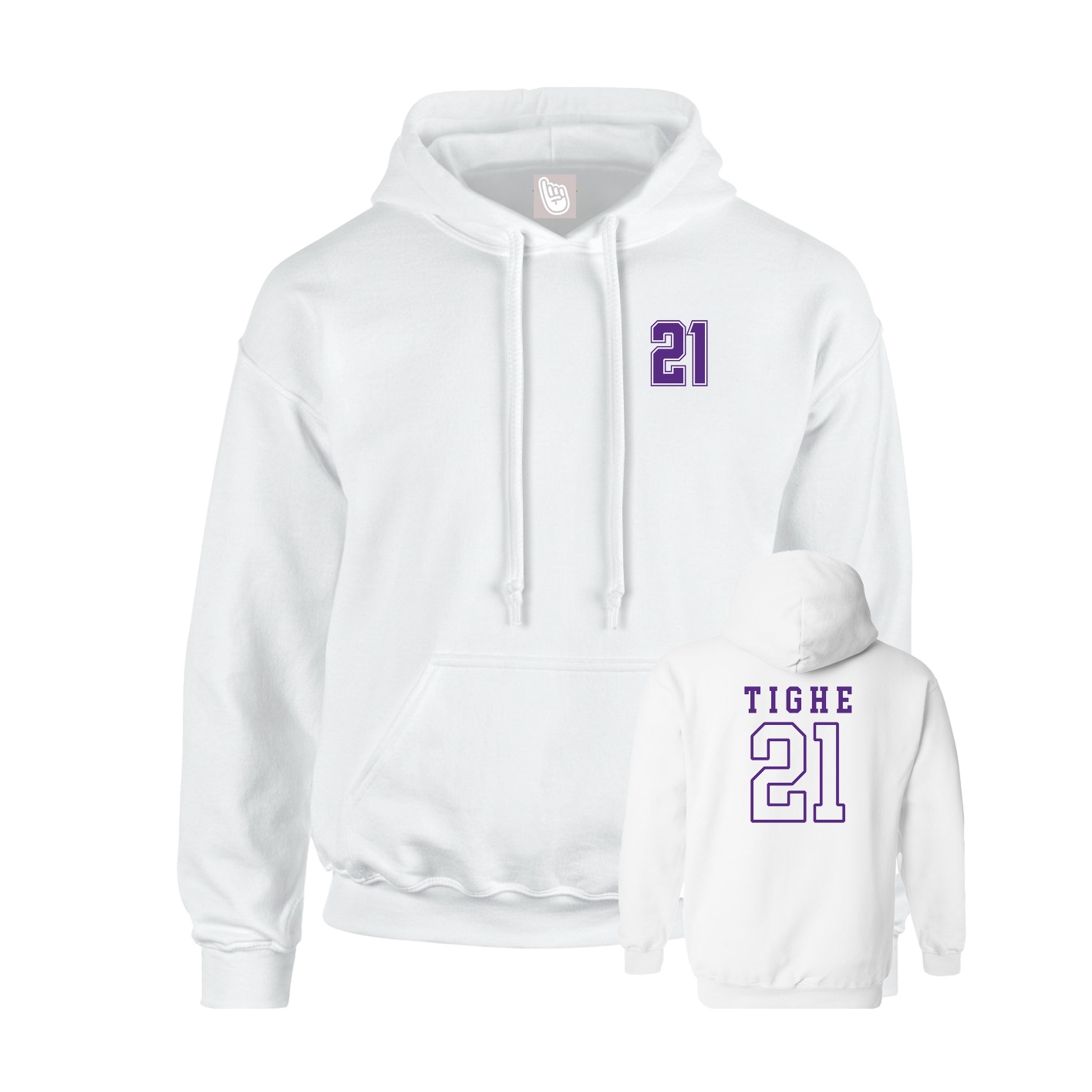Youth Hoodie — Chest Back in White