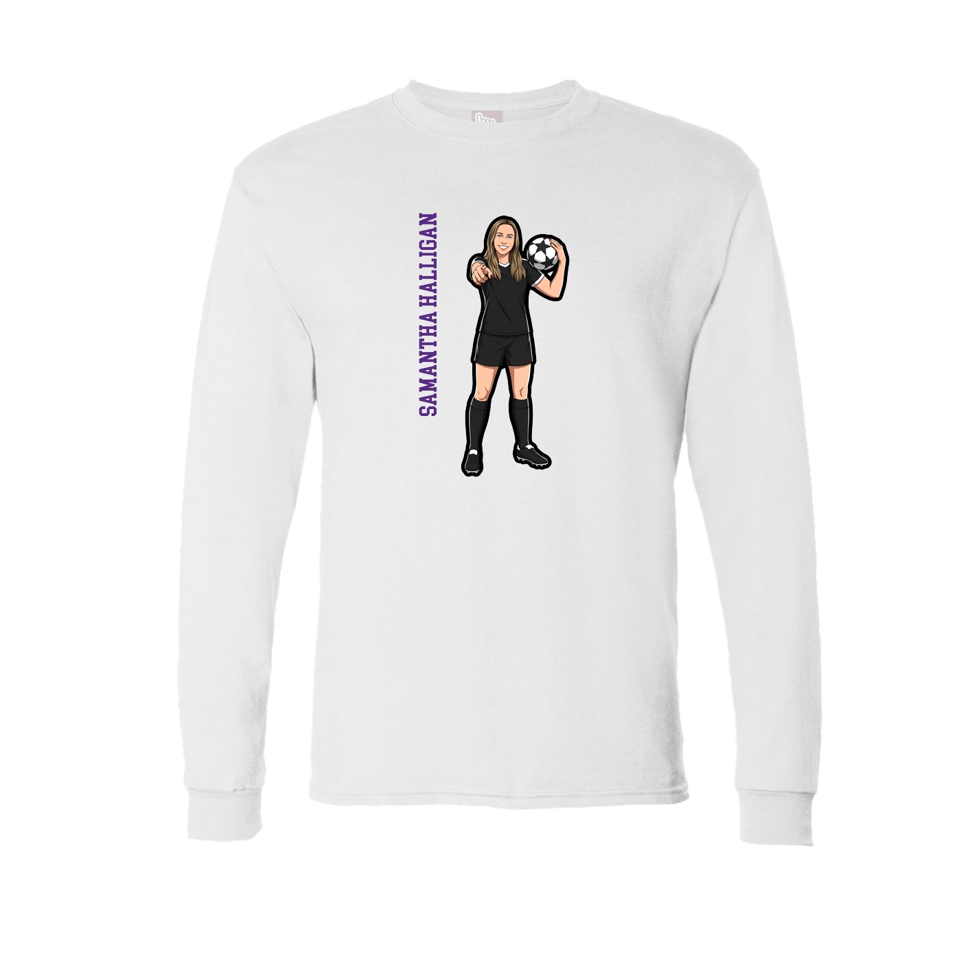 Long Sleeve Tee — Name Vertical in White