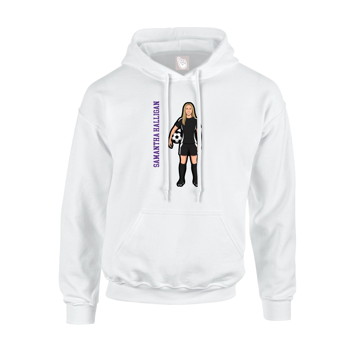 Youth Hoodie — Name Vertical in White