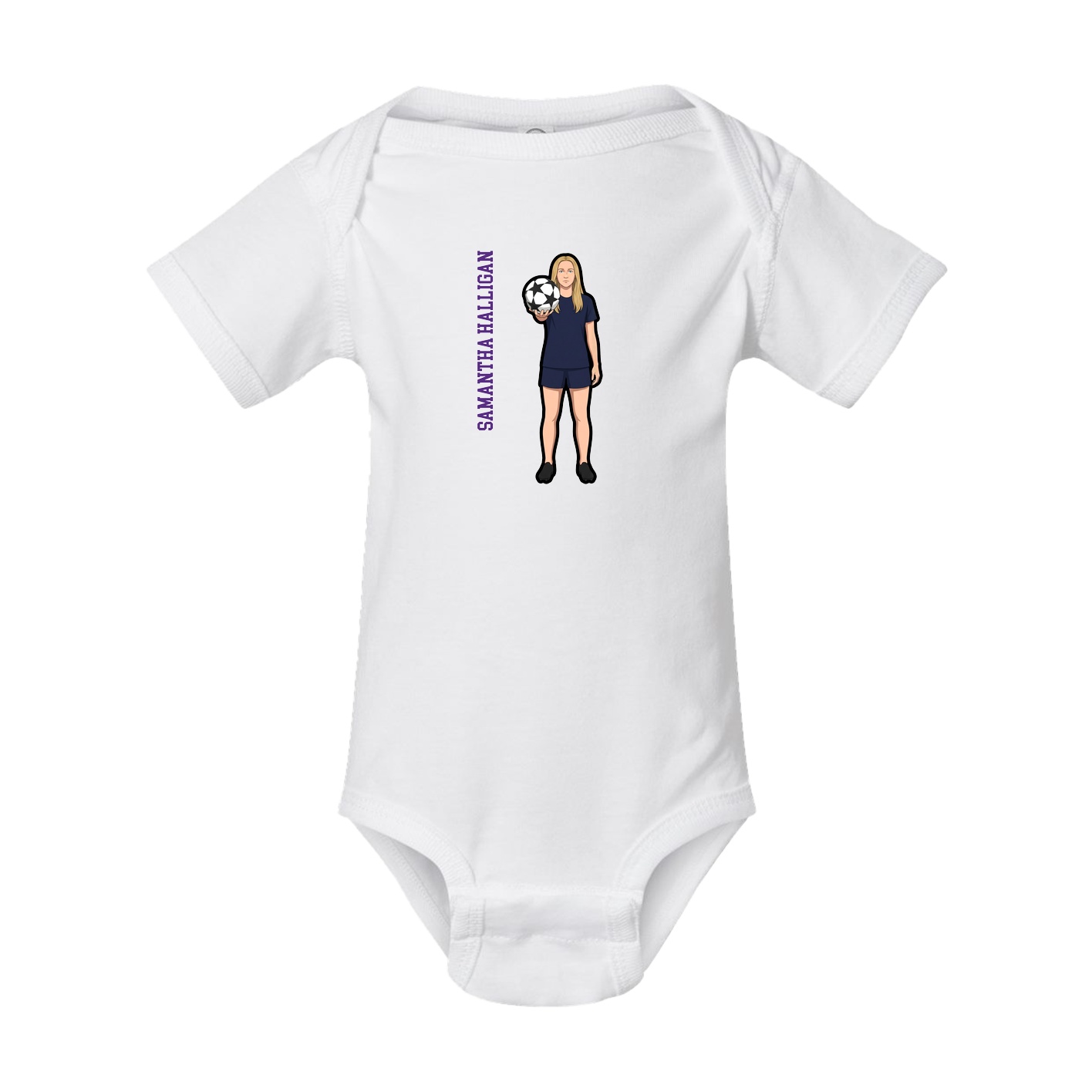 Baby Onesie — Name Vertical in White