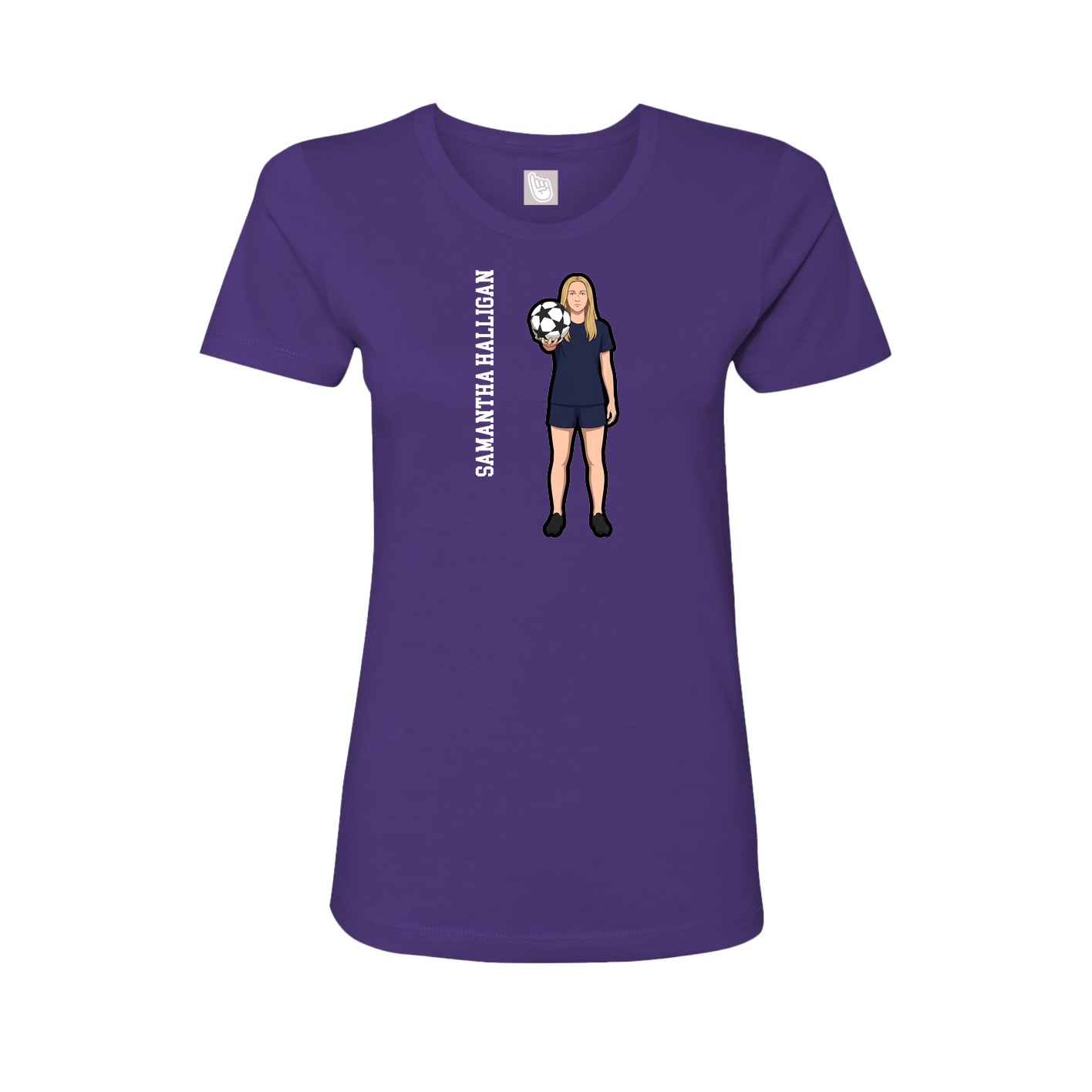 Fitted Women's Tee — Name Vertical in Purple