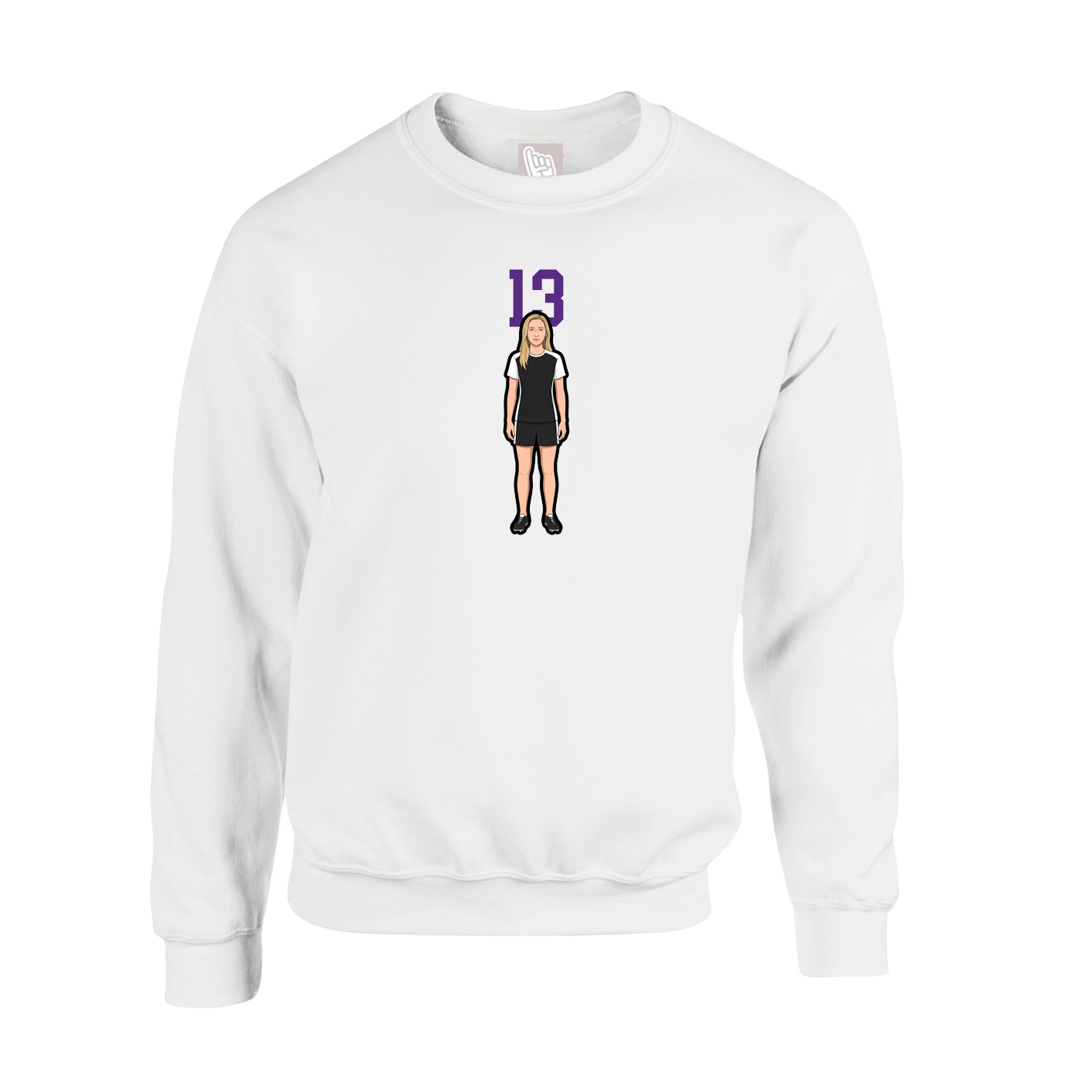 Fleece Crew — Number Top in White