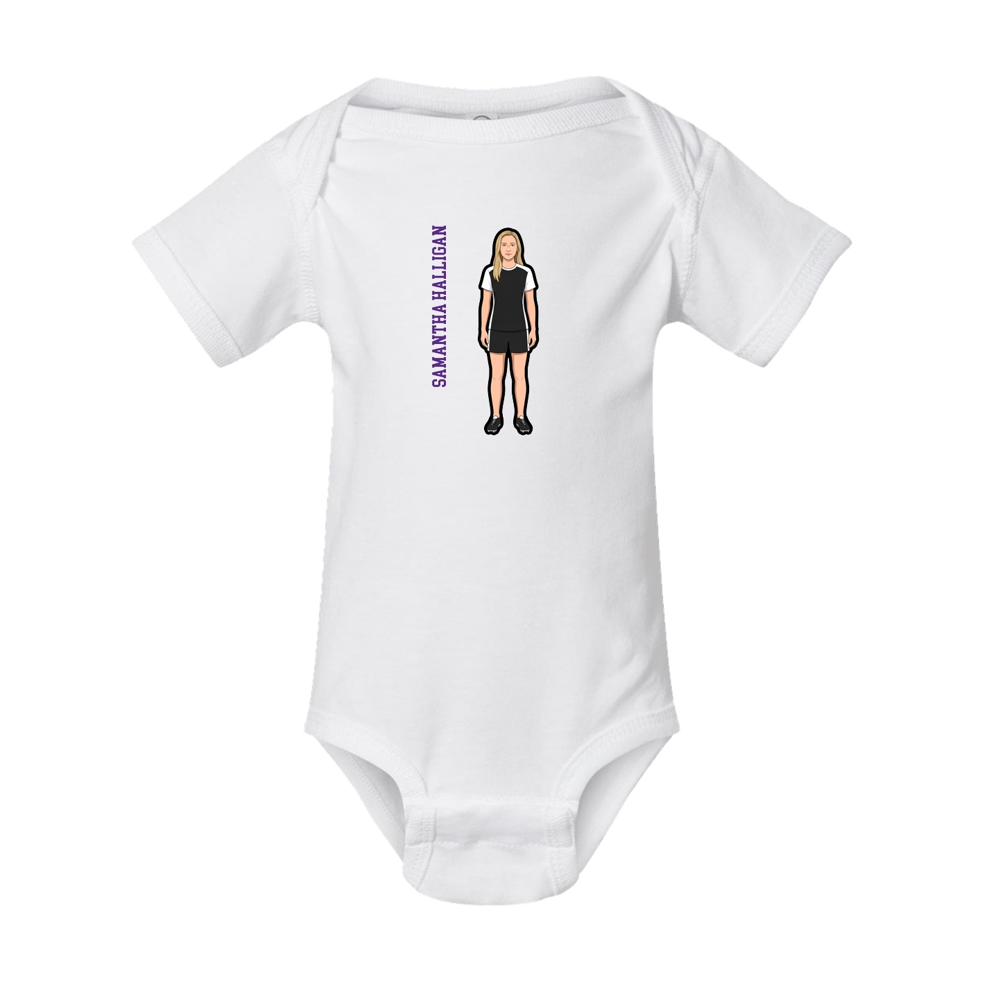 Baby Onesie — Name Vertical in White