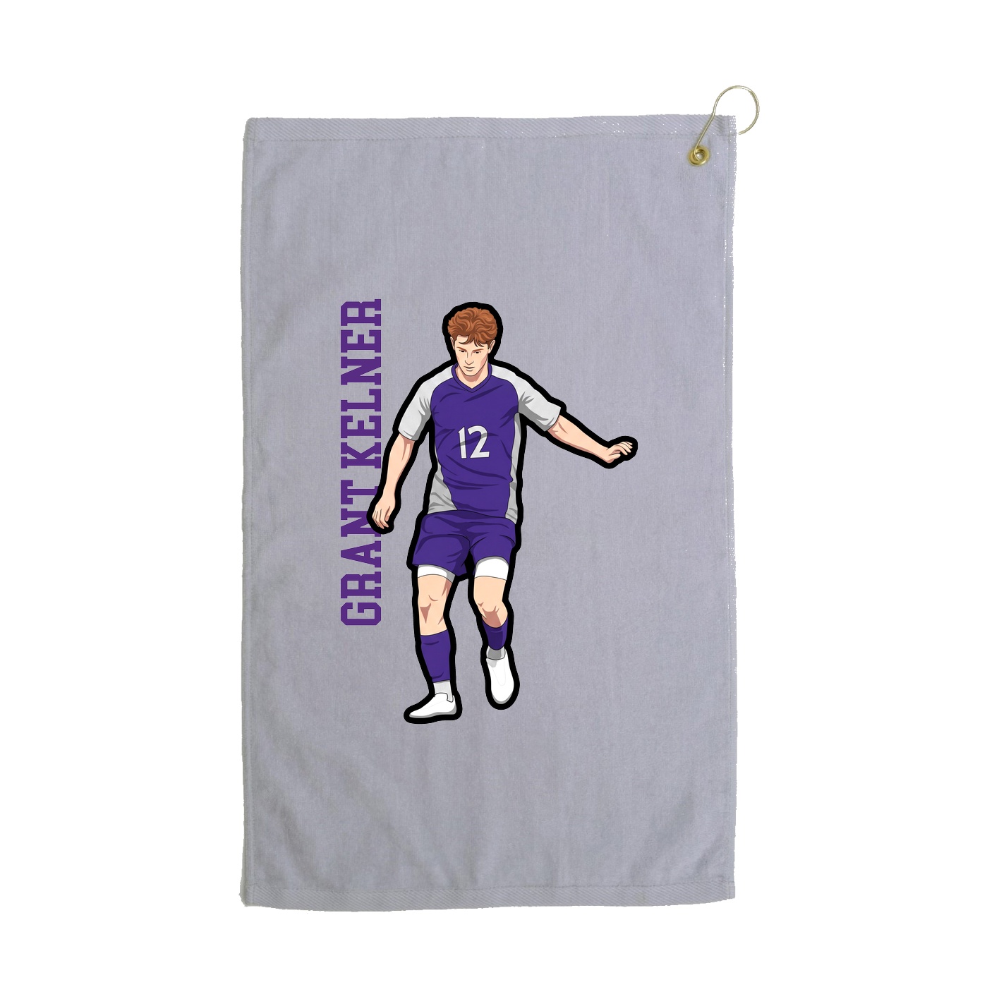 Golf Towel — Name Vertical in Grey