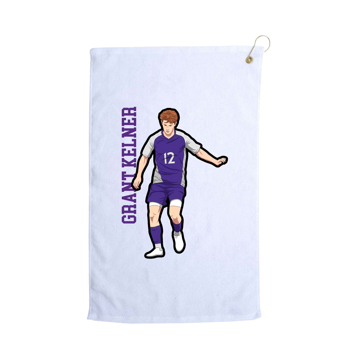 Golf Towel — Name Vertical in White