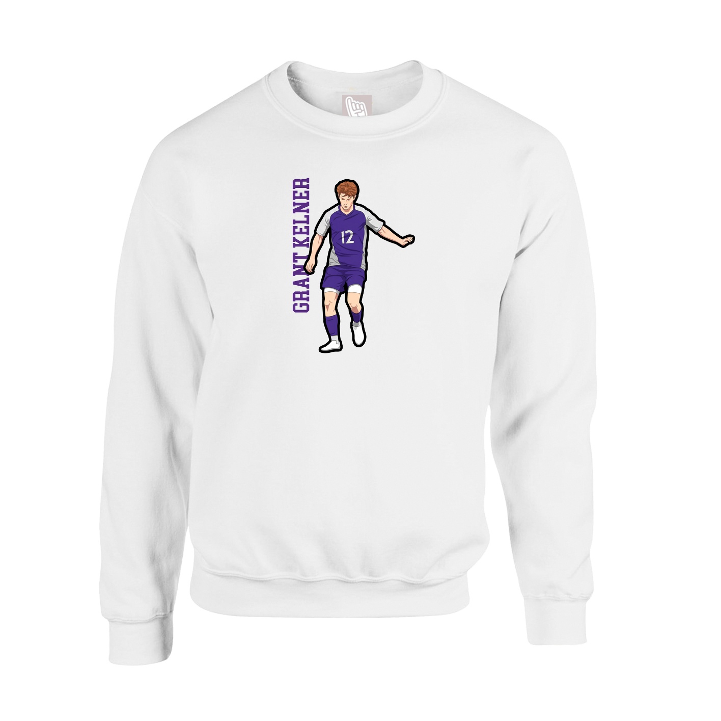 Fleece Crew — Name Vertical in White