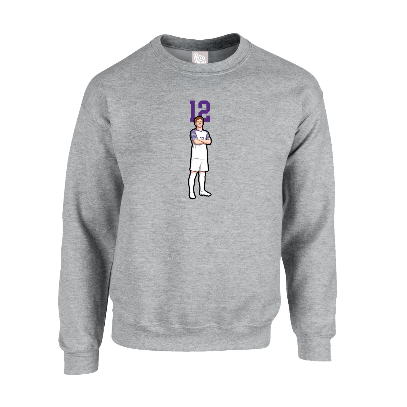 Fleece Crew — Number Top in Grey
