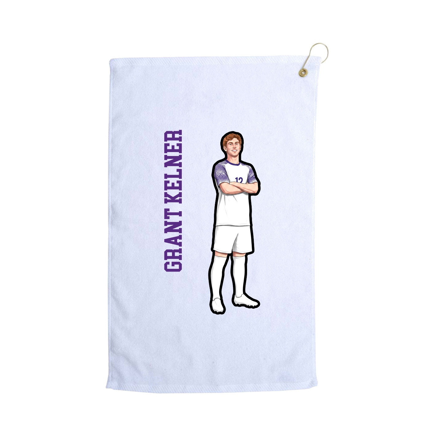 Golf Towel — Name Vertical in White