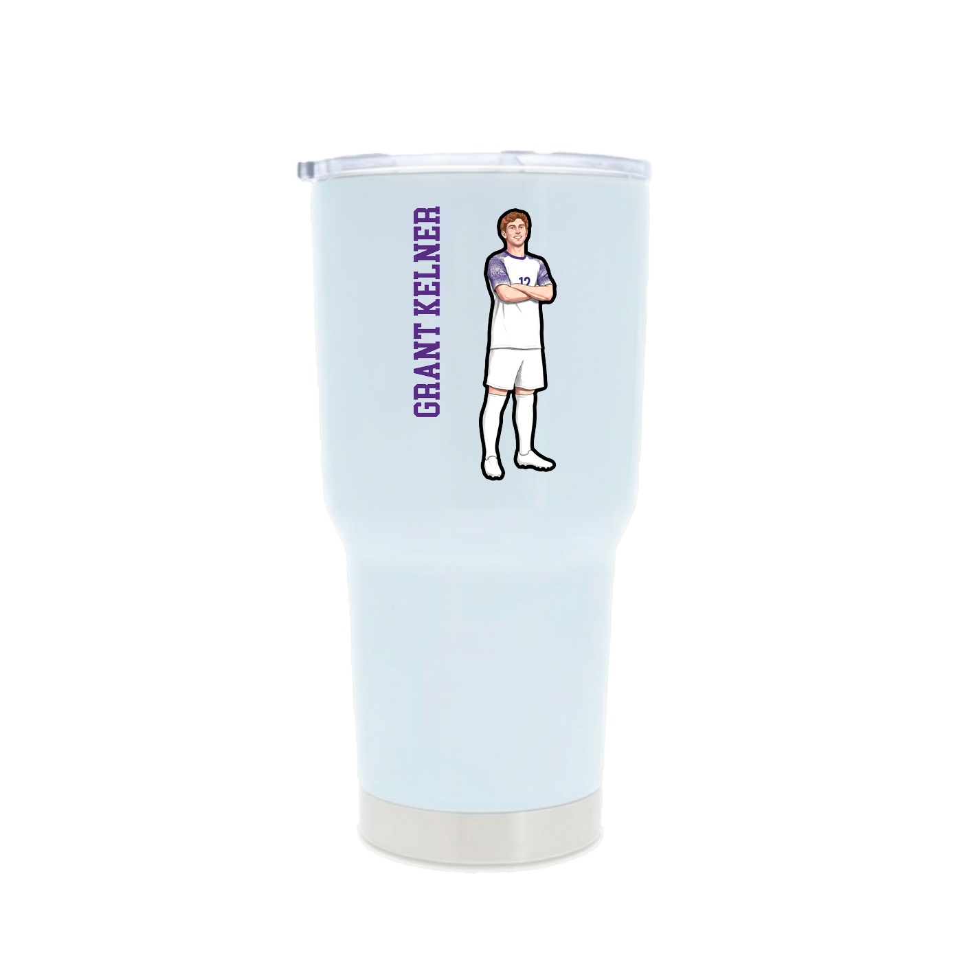 30oz Stainless Steel Tumbler — Name Vertical in White