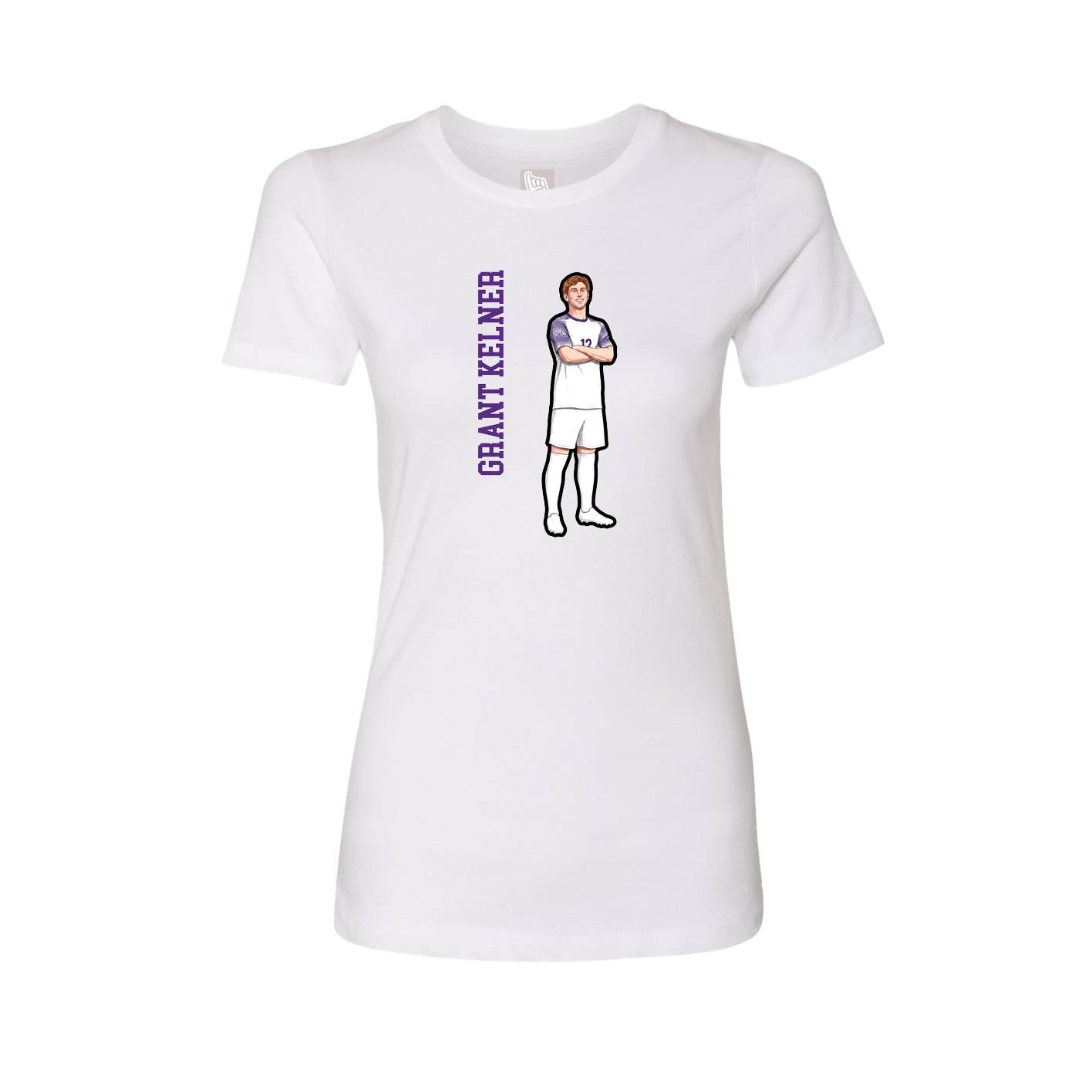 Fitted Women's Tee — Name Vertical in White