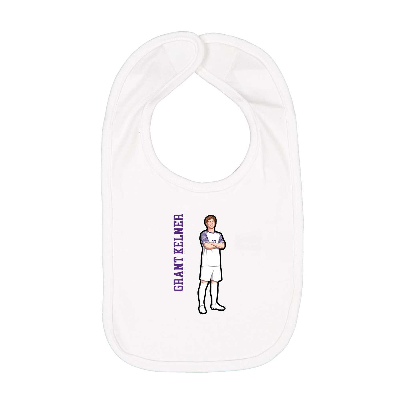 Infant Bib — Name Vertical in White
