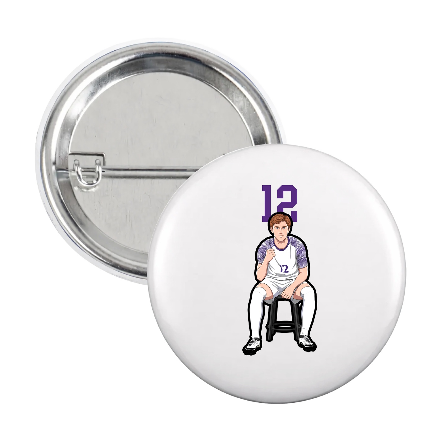 Game Day Button — Number Top in White