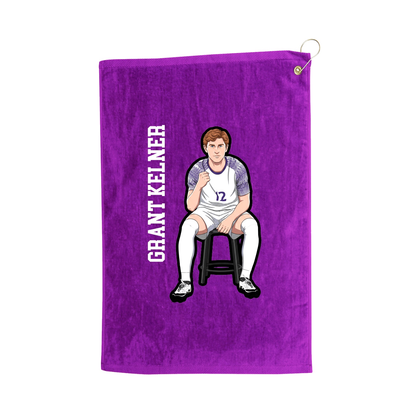 Golf Towel — Name Vertical in Purple