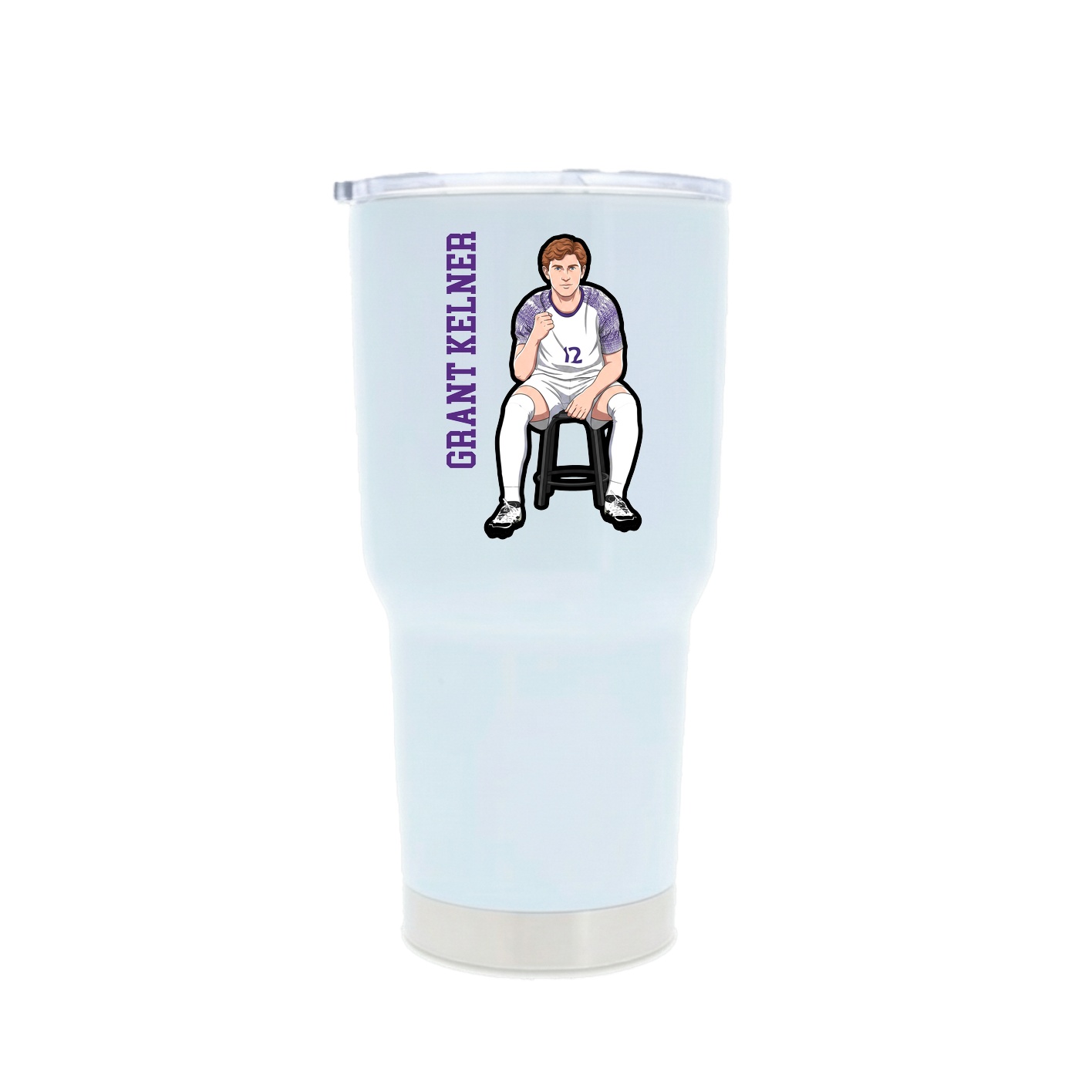 30oz Stainless Steel Tumbler — Name Vertical in White