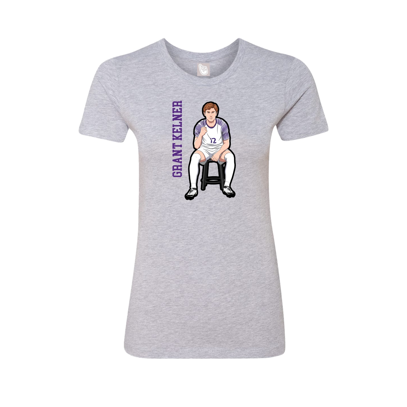 Fitted Women's Tee — Name Vertical in Grey