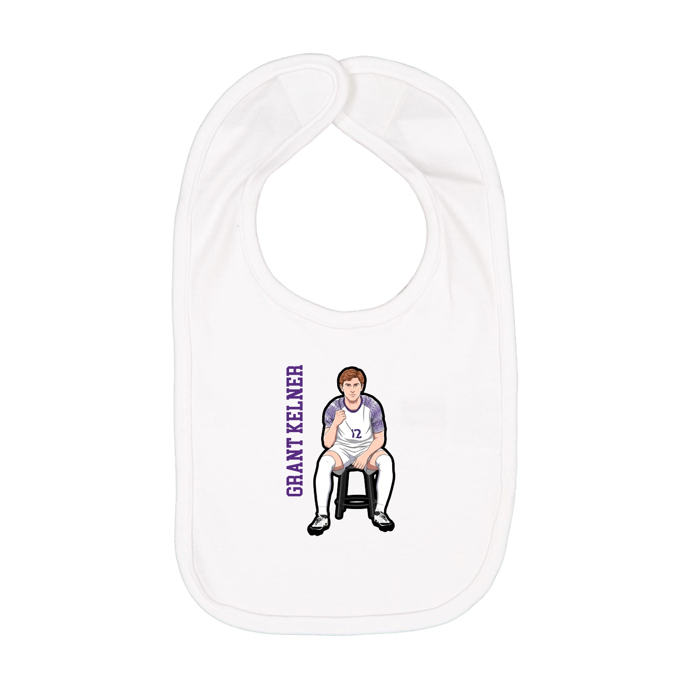 Infant Bib — Name Vertical in White