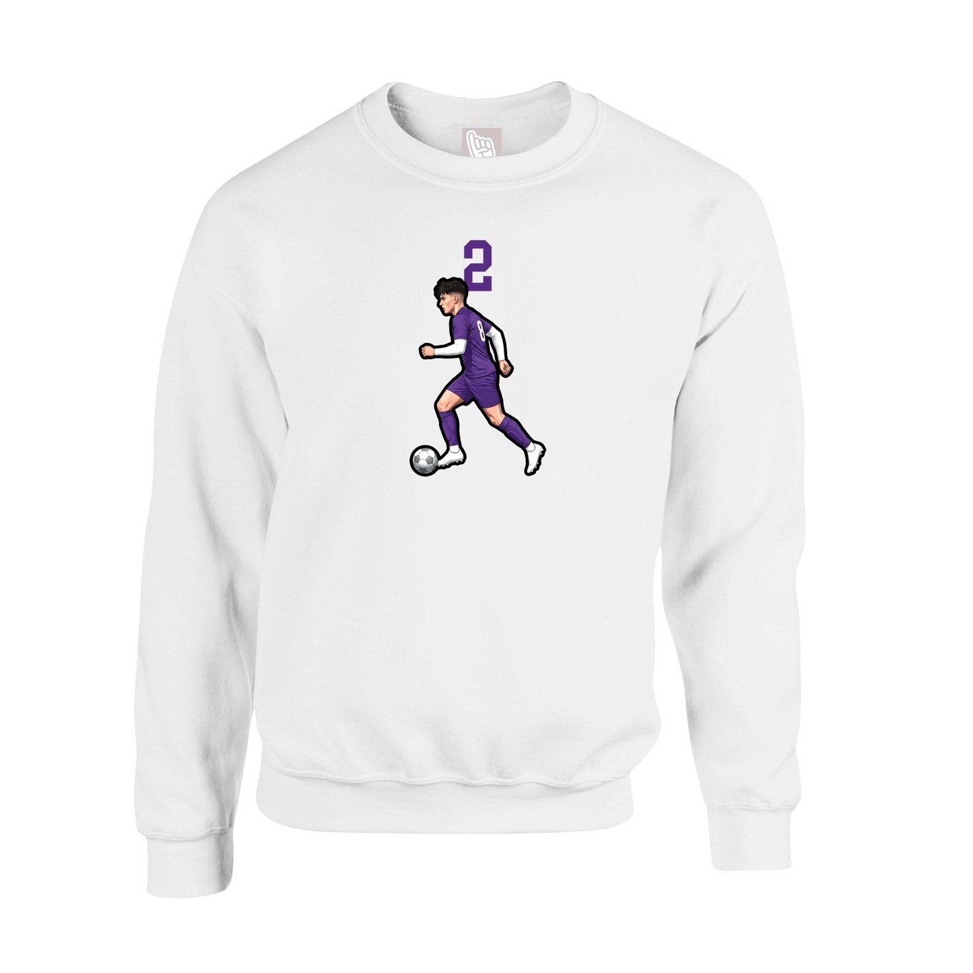 Fleece Crew — Number Top in White