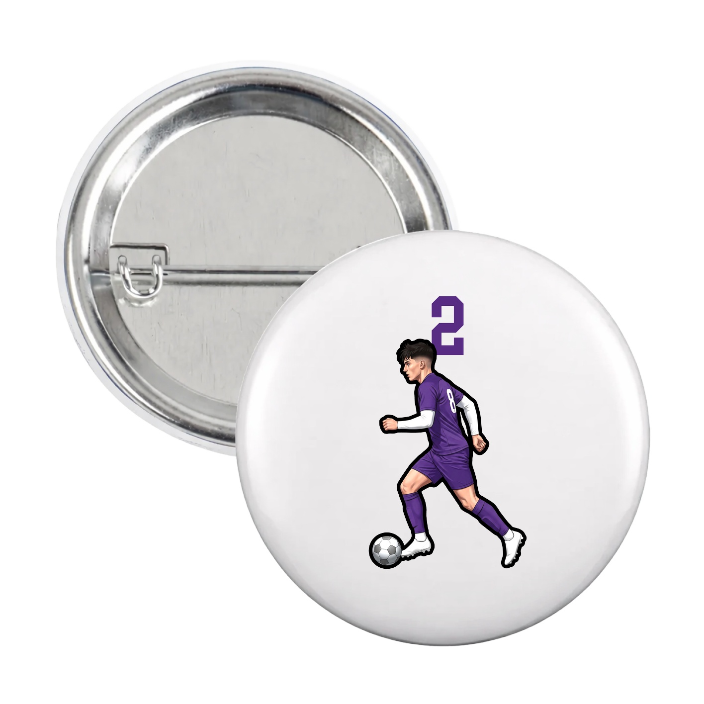 Game Day Button — Number Top in White