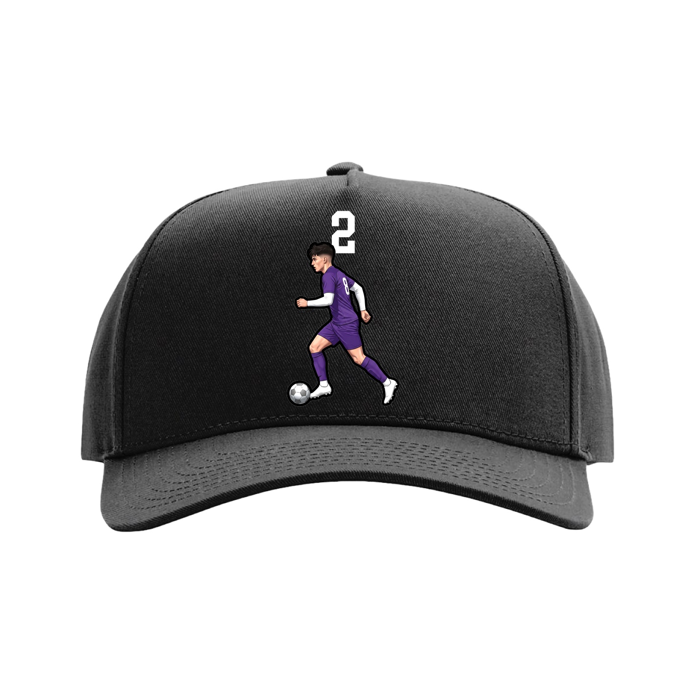 Full Fabric Five-Panel Champ Cap — Number Top in Black