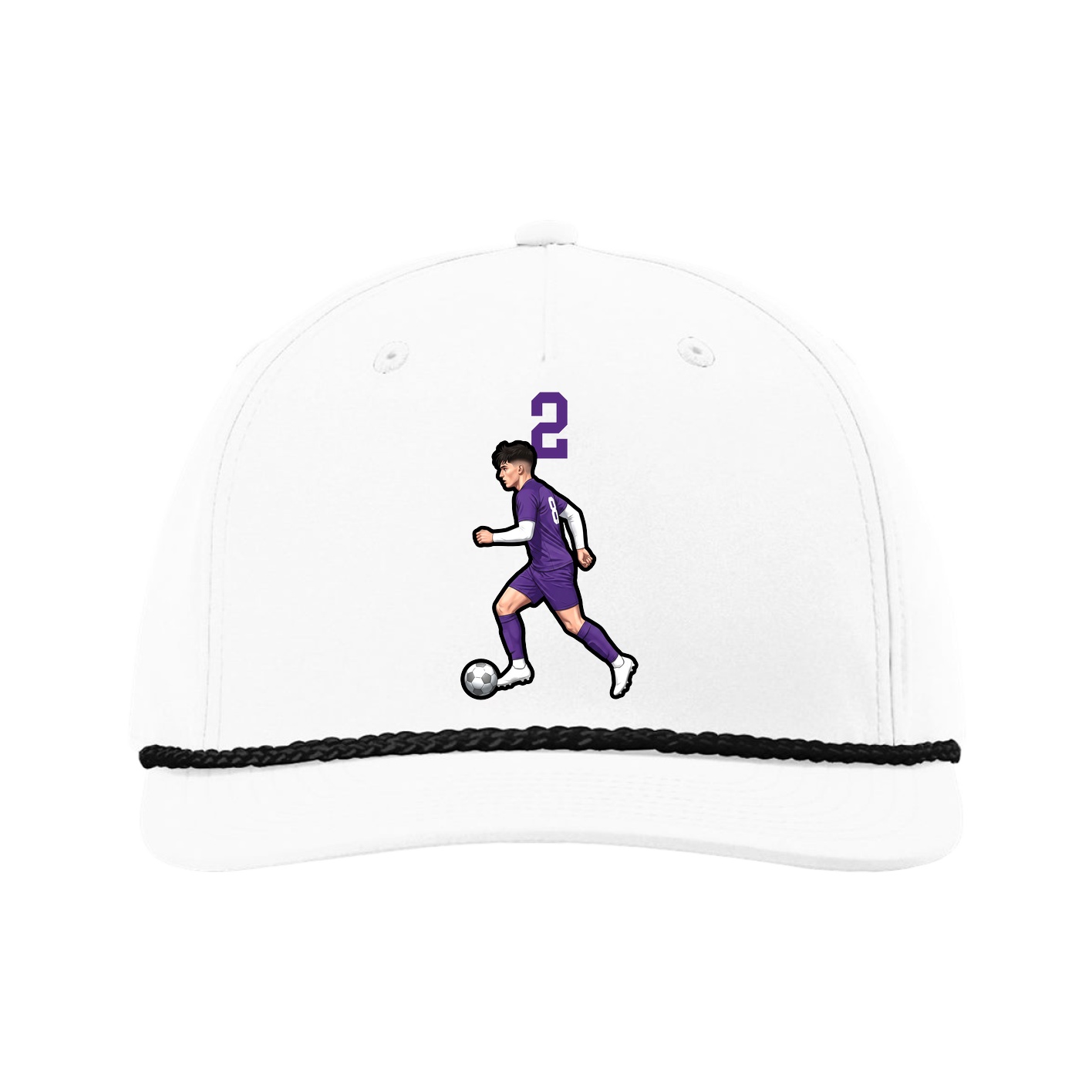 Five-Panel Classic Rope Cap — Number Top in White