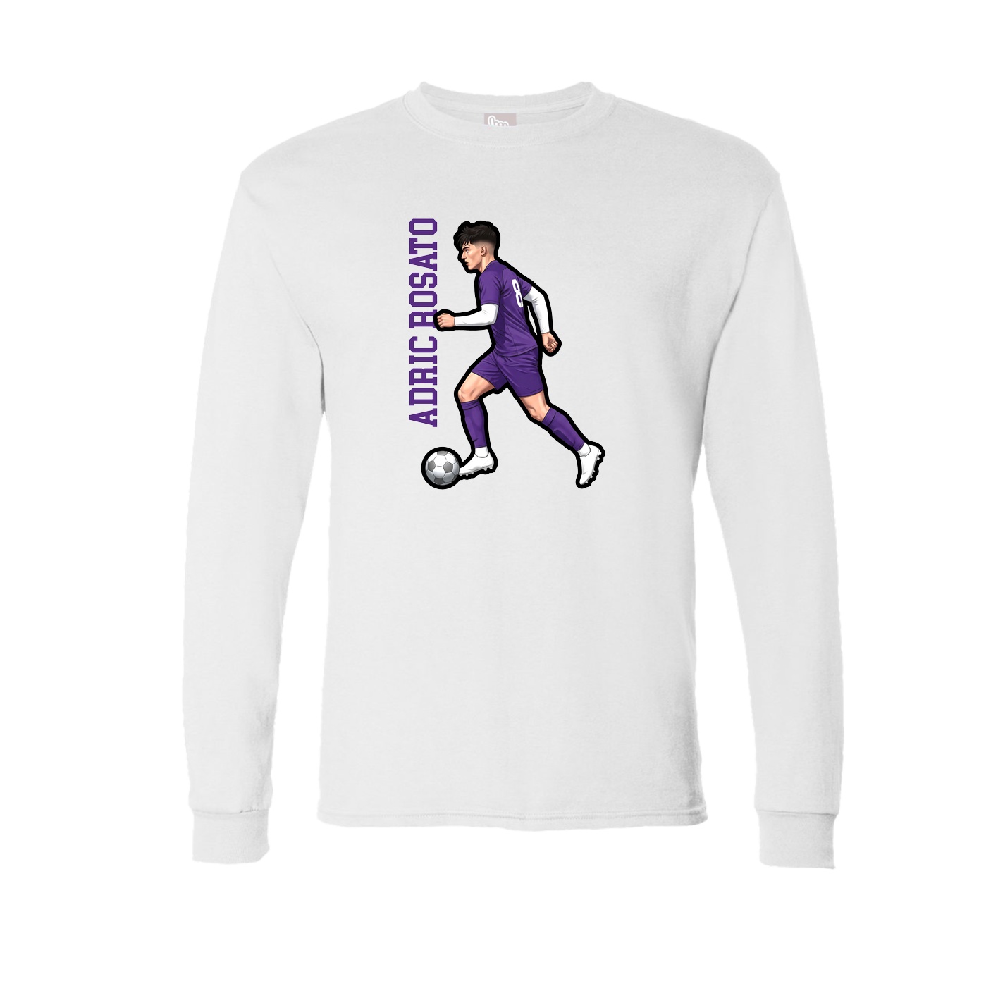 Long Sleeve Tee — Name Vertical in White