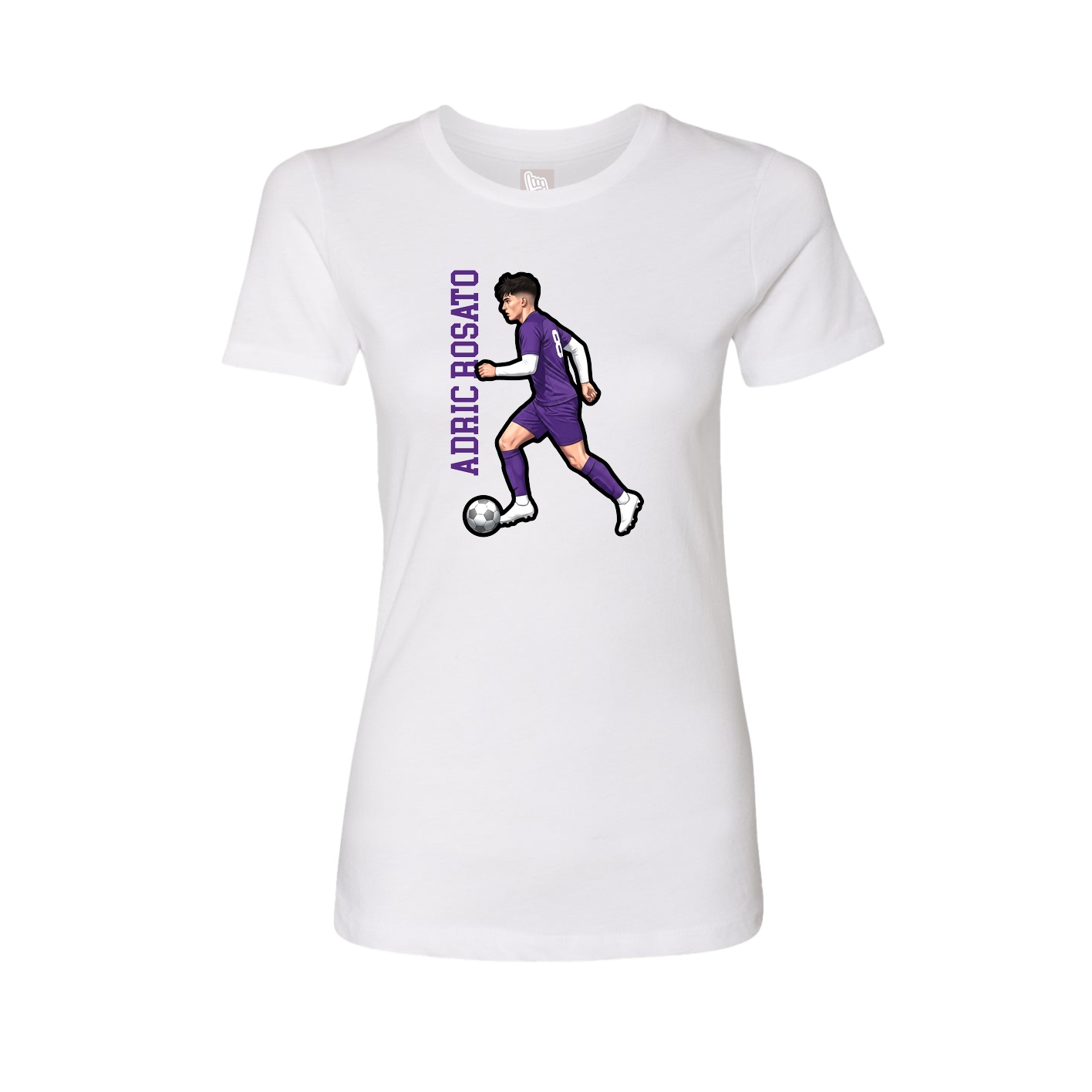 Womens Tee — Name Vertical in White