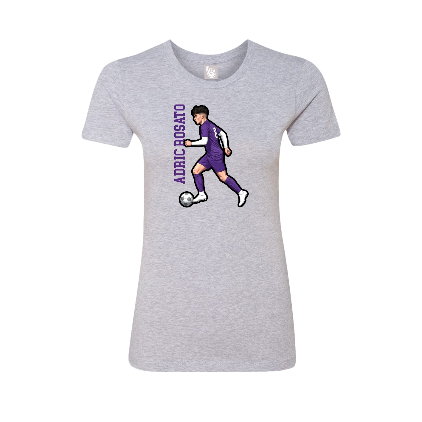 Fitted Women's Tee — Name Vertical in Grey