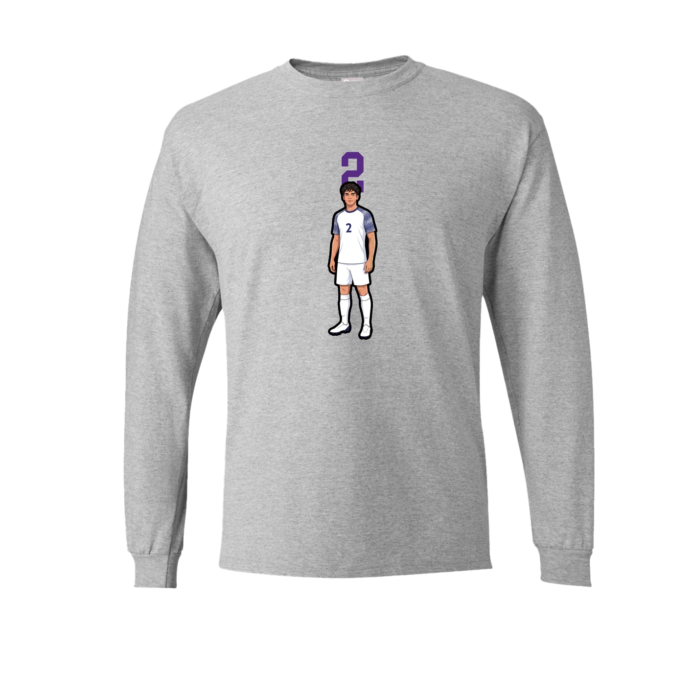 Long Sleeve Tee — Number Top in Grey