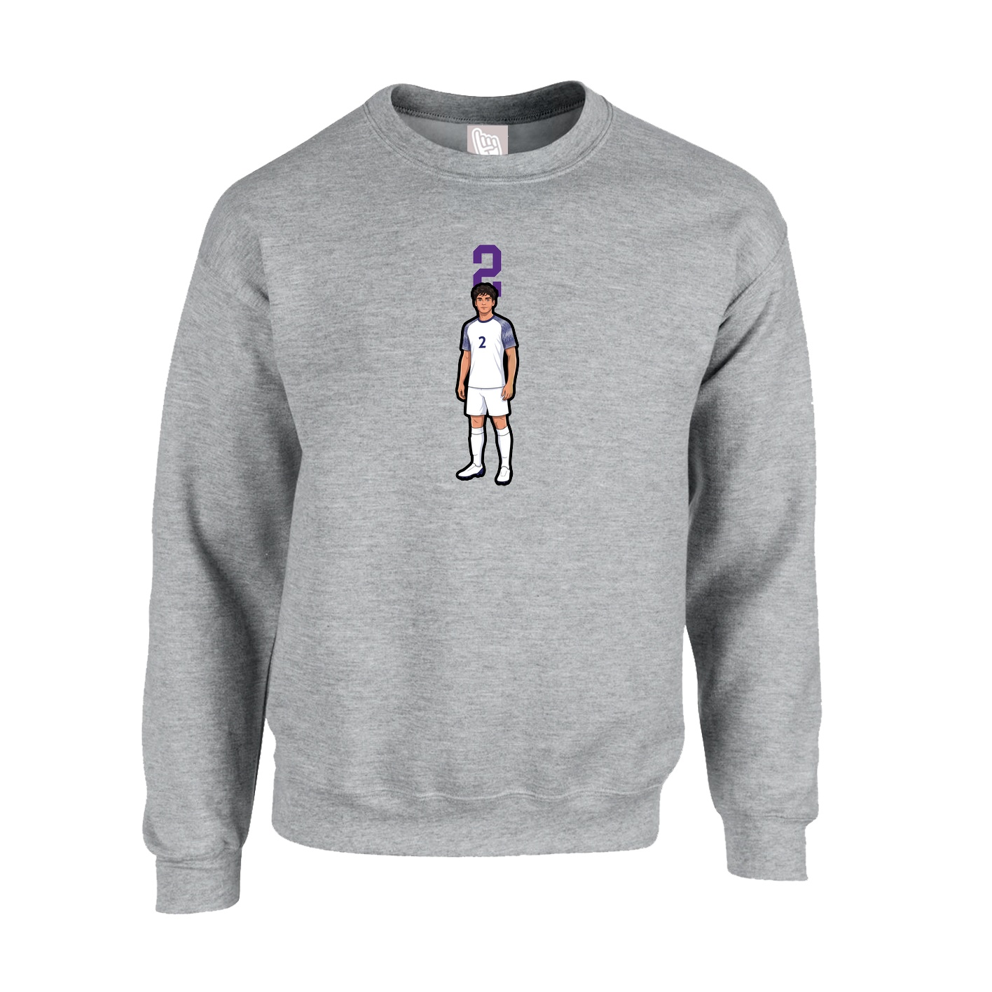 Fleece Crew — Number Top in Grey