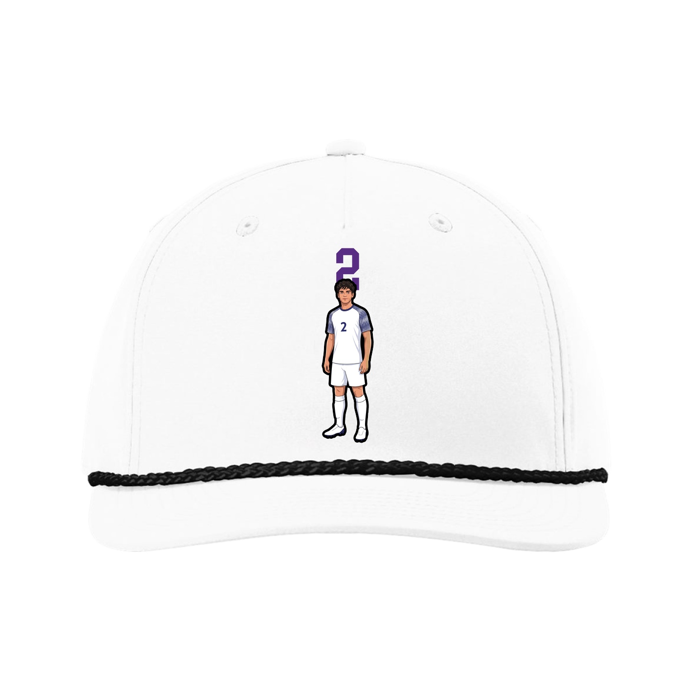 Five-Panel Classic Rope Cap — Number Top in White