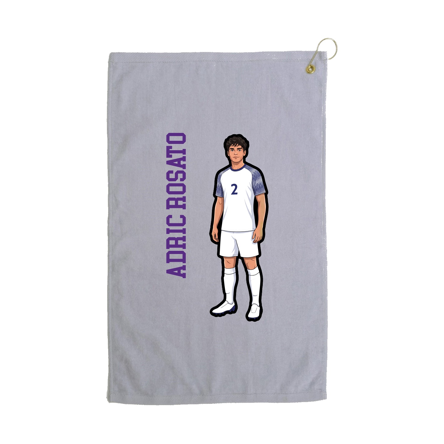 Golf Towel — Name Vertical in Grey