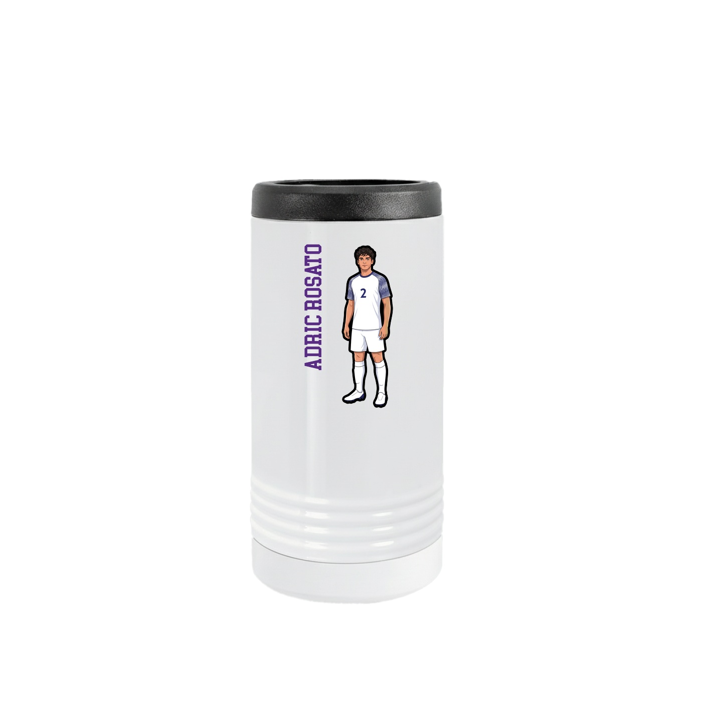 Slim Beverage Holder — Name Vertical in White